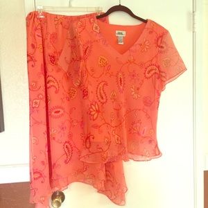Women’s two piece blouse and skirt